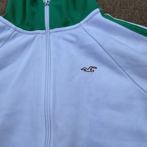 Hollister California Track Jacket White Green - Size Large - Picture 3 of 4